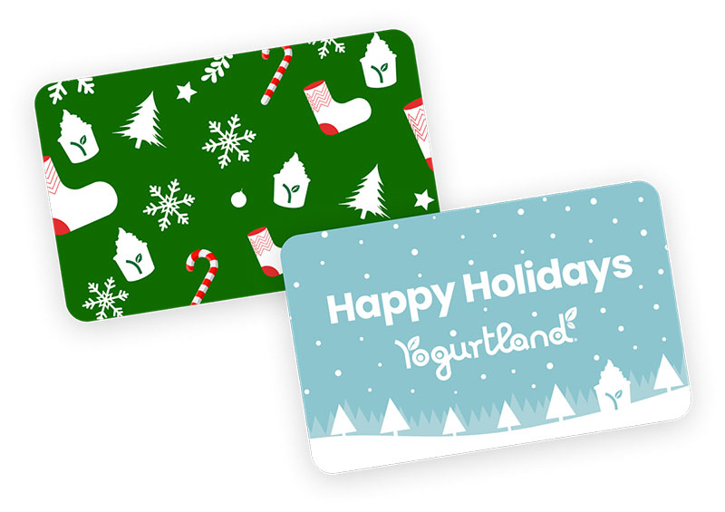 Two Yogurtland gift card designs.