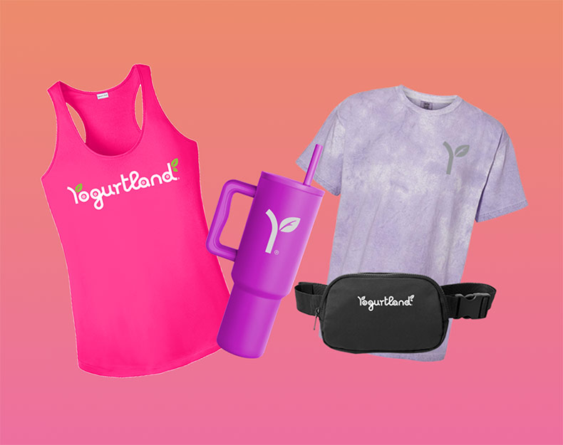 Yogurtland branded sweatshirts.